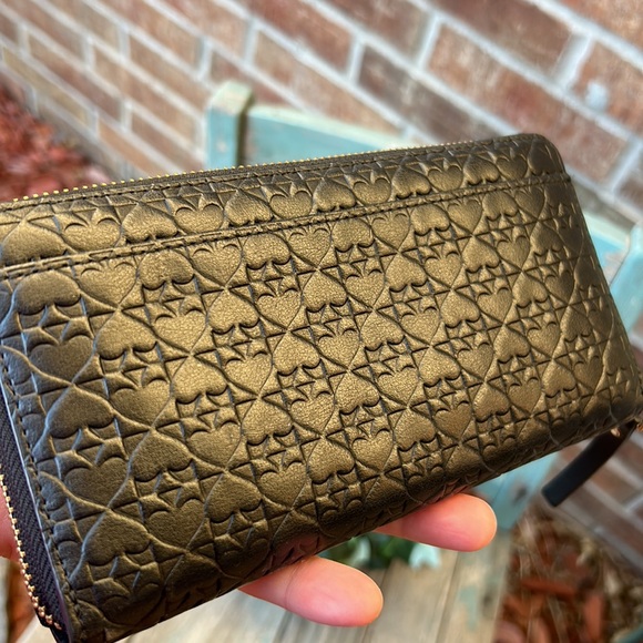 KATE SPADE ♠️ Penn Place Embossed Black Leather Zip Around Wallet - Picture 11 of 12